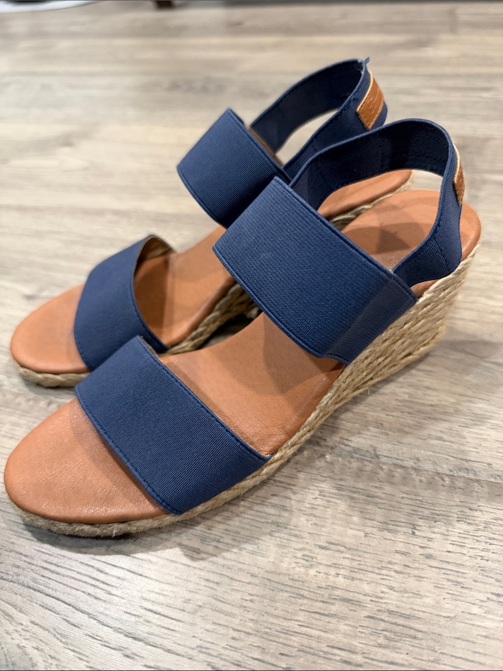 Tommy Bahama Navy Elastic Espadrille Wedge Sandals
